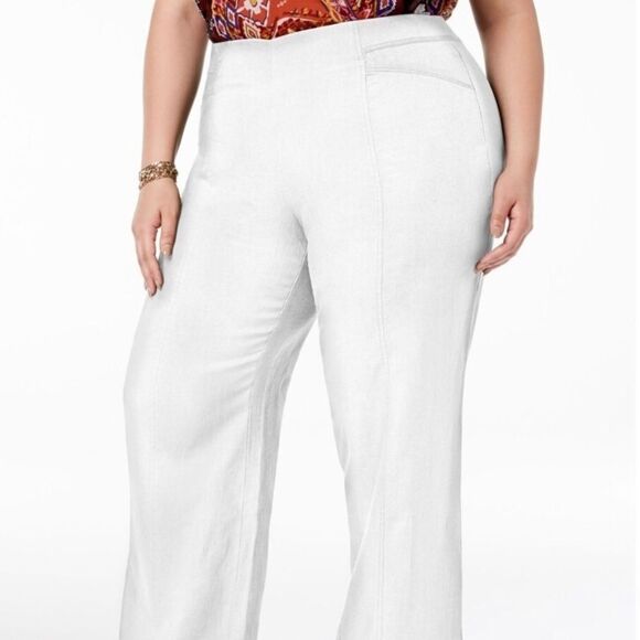 INC White Wide Leg Casual Pants plus size 14W - Picture 1 of 5